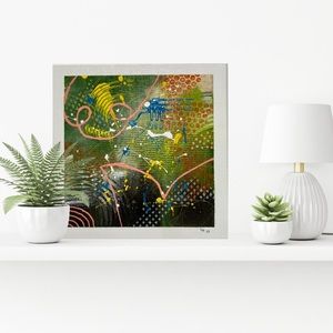 Original Hand Painted Abstract Acrylic Art on 14” x 14” Stretched Canvas